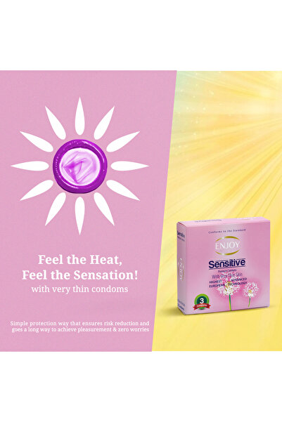 Enjoy Sensitive Condoms – 3pcs | Ultra-Thin, Skin-Friendly, Comfortable Fit for Men