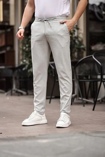 Gussi Men's Gray Color Regular Fit Elastic Waist Laced Quality Comfortable Lycra Jogger Pants