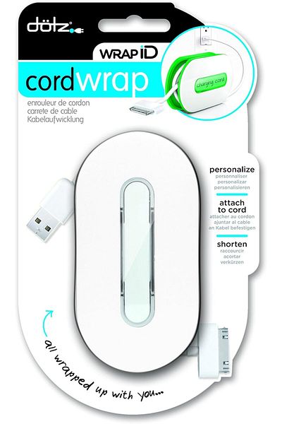DOTZ WrapID Cord Wrap for Cord and Cable Management, Black (WID34M-CK)