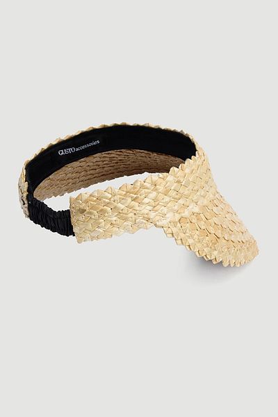 Gusto Beige Straw Visor Hat