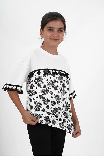 HayKids Tricou cu model pentru fete din jerseu simplu