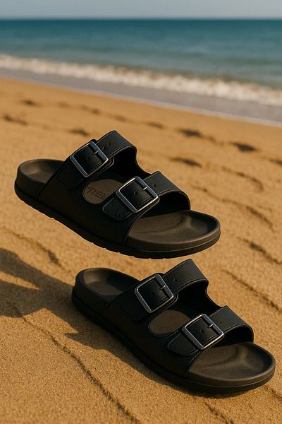 GEZER Men's Genuine Leather Sole Orthopedic Slippers