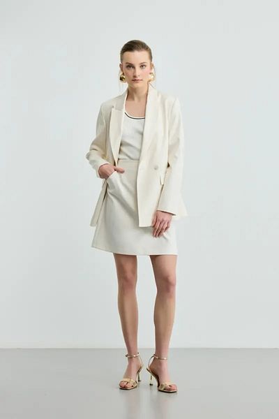 Gusto A-Line Mini Skirt - Ecru