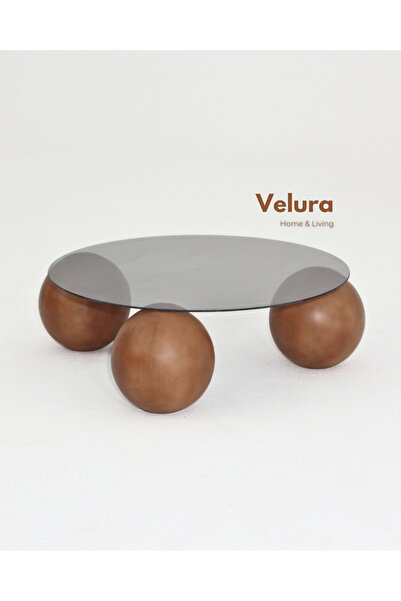 Velura Home & Living Modern Orta Sehpa & Küre-Top Sehpa & Ahşap Sehpa