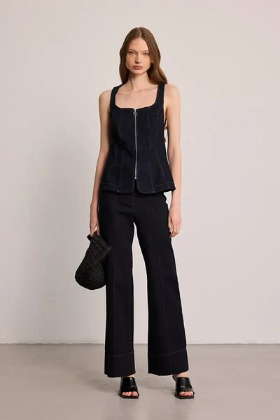 Gusto Vestă corset din denim - Albastru