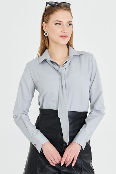 armonika Women's Gray Tie Detailed Shirt Arm-25Y 001030