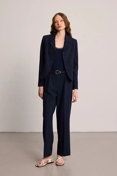 Gusto Blazer Jacket with Pockets - Navy Blue