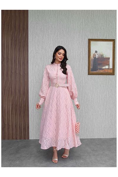 ESRAHELVACI Balloon Sleeve Patterned Long Dress