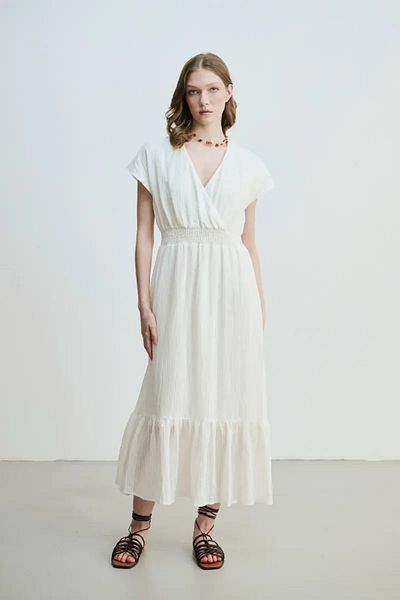 Gusto Rochie lungă înfășurată - albă
