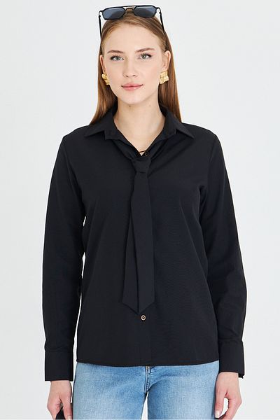 armonika Cămașă de damă cu cravată neagră ARM-25Y 001030