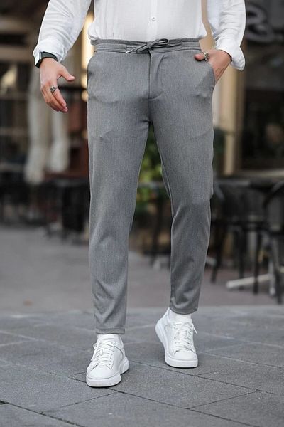 Gussi Men's Smoked Color Regular Fit Elastic Waist Laced Quality Comfortable Lycra Jogger Pants