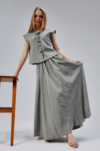 Bolivente Ανοιχτόχρωμη χακί Casual Cut Modal υφαντή φούστα