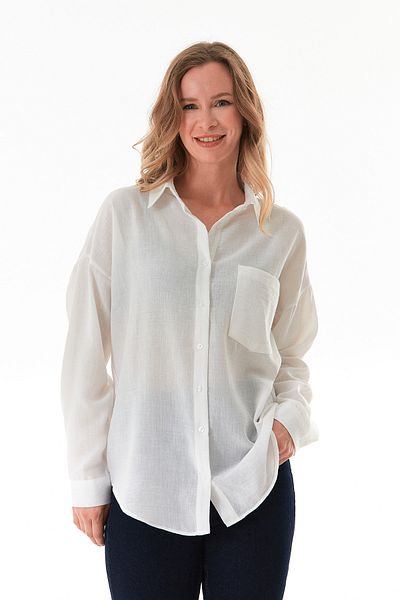 Fulla Moda Cămașă oversize de bază cu un singur buzunar