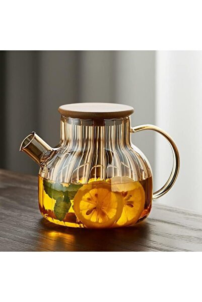 Quasar & Co. Quasar & Co.® tea/coffee kettle with filter and lid, 950 ml, borosilicate glass/bamboo, amber