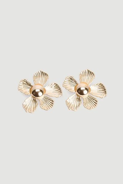 Gusto Flower Design Earrings - Gold