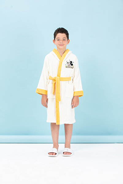 Özdilek Mickey Mouse Star Nakışlı Disney Lisanslı Kapüşonlu Çocuk Bornozu 11/12 Yaş