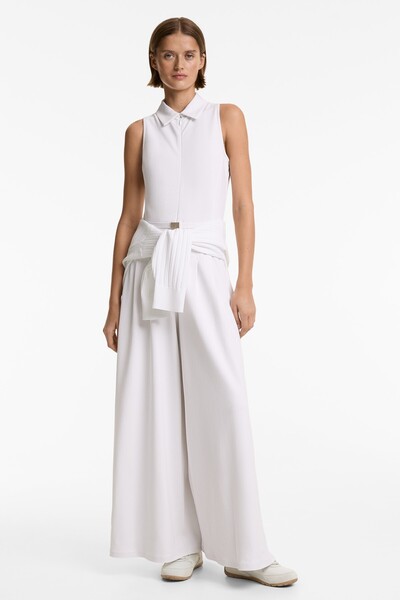 Oysho Polo collar long piqué jumpsuit with modal