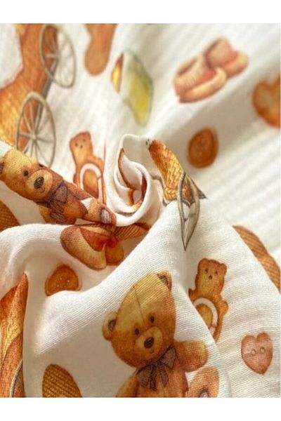 ToprikoKids Baby Bear 100% Organic Cotton Double Layer Muslin Blanket