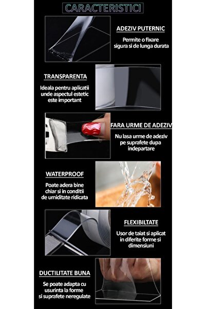 NEXTLY Transparent Double-sided Adhesive Tape, 5 Meters, Strong Adhesive, Water Resistant, Flexible