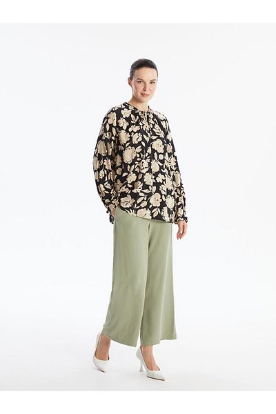 LC Waikiki Women's Floral Blouse with Tie-Up Collar (W4)