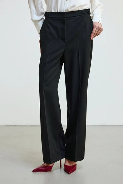 Gusto Pipe Leg Buttoned Waist Trousers - Black