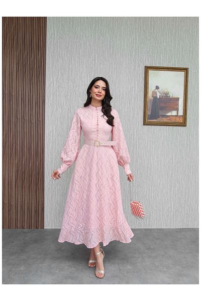 ESRAHELVACI Balloon Sleeve Patterned Long Dress