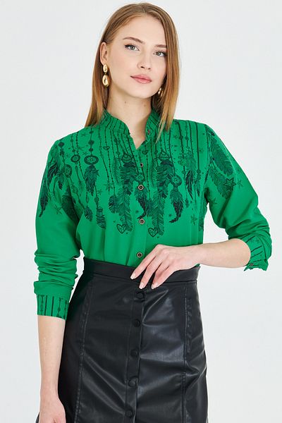 armonika Cămașă verde cu model pentru guler de judecător ARM-25Y 001013