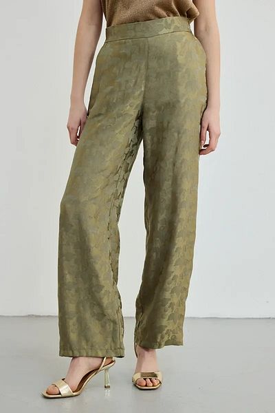 Gusto Green Jacquard Patterned Trousers