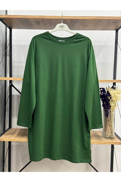 ÖZNE BUTİK Women's 100% Cotton Crew Neck Basic Combed Cotton Tunic