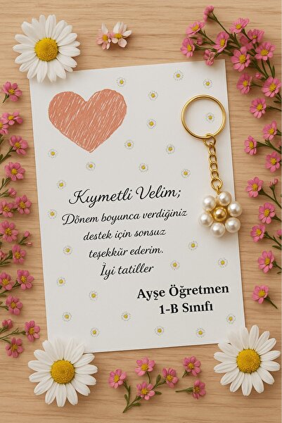 Emtory Home Öğretmen İsimli 20 Adet Papatya Anahtarlık - Veli Hediyesi - İyi ...