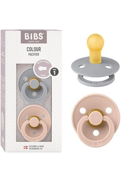 Bibs Colour Pacifier Set 2-Pieces, Size 1, Cloud/Blush