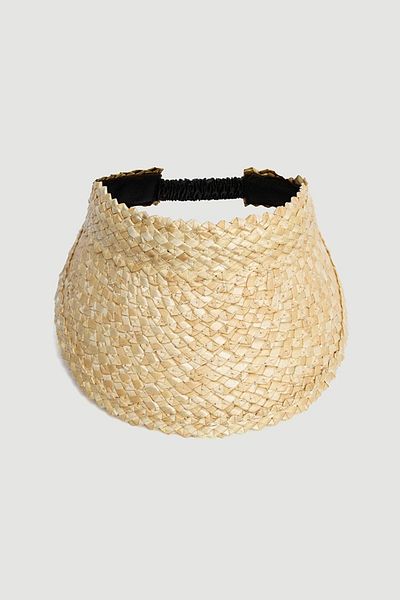 Gusto Beige Straw Visor Hat