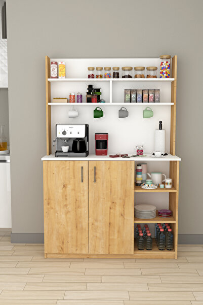 asratrend %100 MDFLAM Kahve Köşesi Çok Amaçlı Mutfak Dolabı KAHVE02