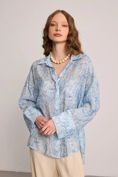 Gusto Cămașă cu model relaxată - albastru