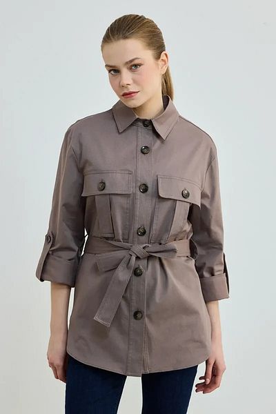 Gusto Памучно яке с колан - норка