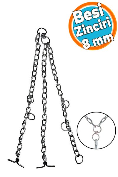 NZB Besi Zinciri Yüksek Kalite Bükülü 2.5 Kg 8 mm 70 x 100 cm Büyük Baş Hayvan Kurbanlık Zincir