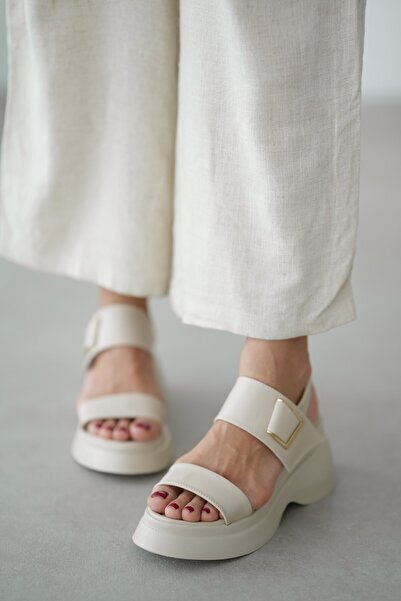 selin shoes Elix přední jednopásmové elastické dámské sandály - ECRU