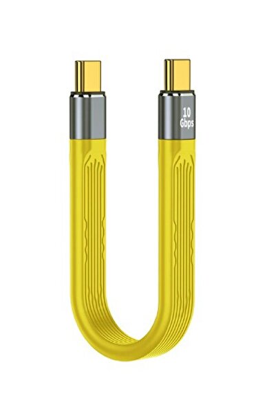 silabor Type-C To Type-C Kablo 10 GBPS USB Type Kablosu 100W Pd Hızlı Şarj Kablosu - Sarı C-5 10 Cm