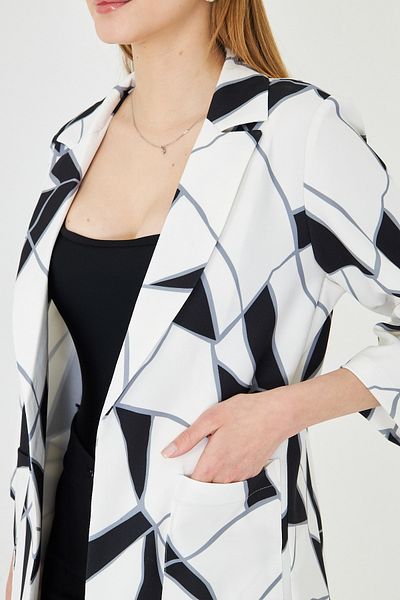 armonika Γυναικείο μπουφάν Oversize Λευκό Τσέπη ARM-25Y001057