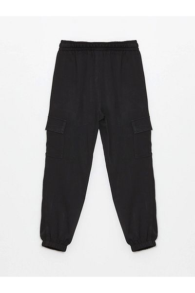 LC Waikiki Lcw Kids Black Elastic Waist Girls Cargo Jogger Pants