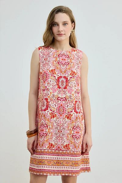 Gusto Red Gilet Dress with Bow on the Back
