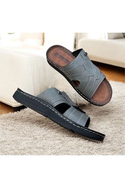 mustey Soft Leather Ultra Hadid Sole Home Garden Street Men's Slippers