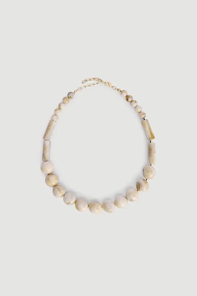 Gusto Large Ball Beaded Necklace - Ecru