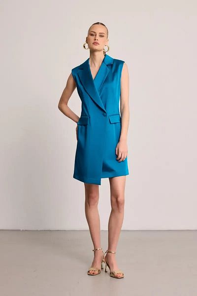 Gusto Satin Textured Jacket Dress - Green
