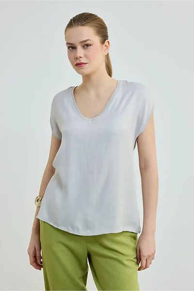 Gusto Tricou Stone Satin cu decolteu în V
