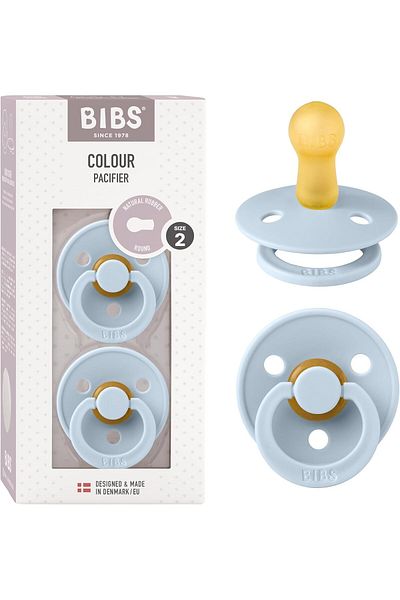 Bibs Colour Soother Size 2-, Bpa Free Dummy Pacifier, Symmetrical Natural Rubber , Made In Denma 2 Pack