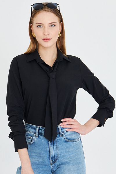 armonika Cămașă de damă cu cravată neagră ARM-25Y 001030