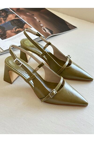 Zuum Milena Open Back Thick Heeled Women's Shoes - Green Rustic