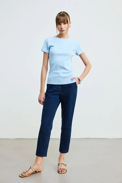 Gusto Tricou camisole din bumbac cu gât crew - Albastru