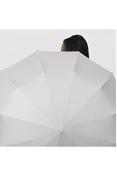 Herum Umbrella with telescopic handle, cover, automatic opening and closing system, Beige, 32 cm folded